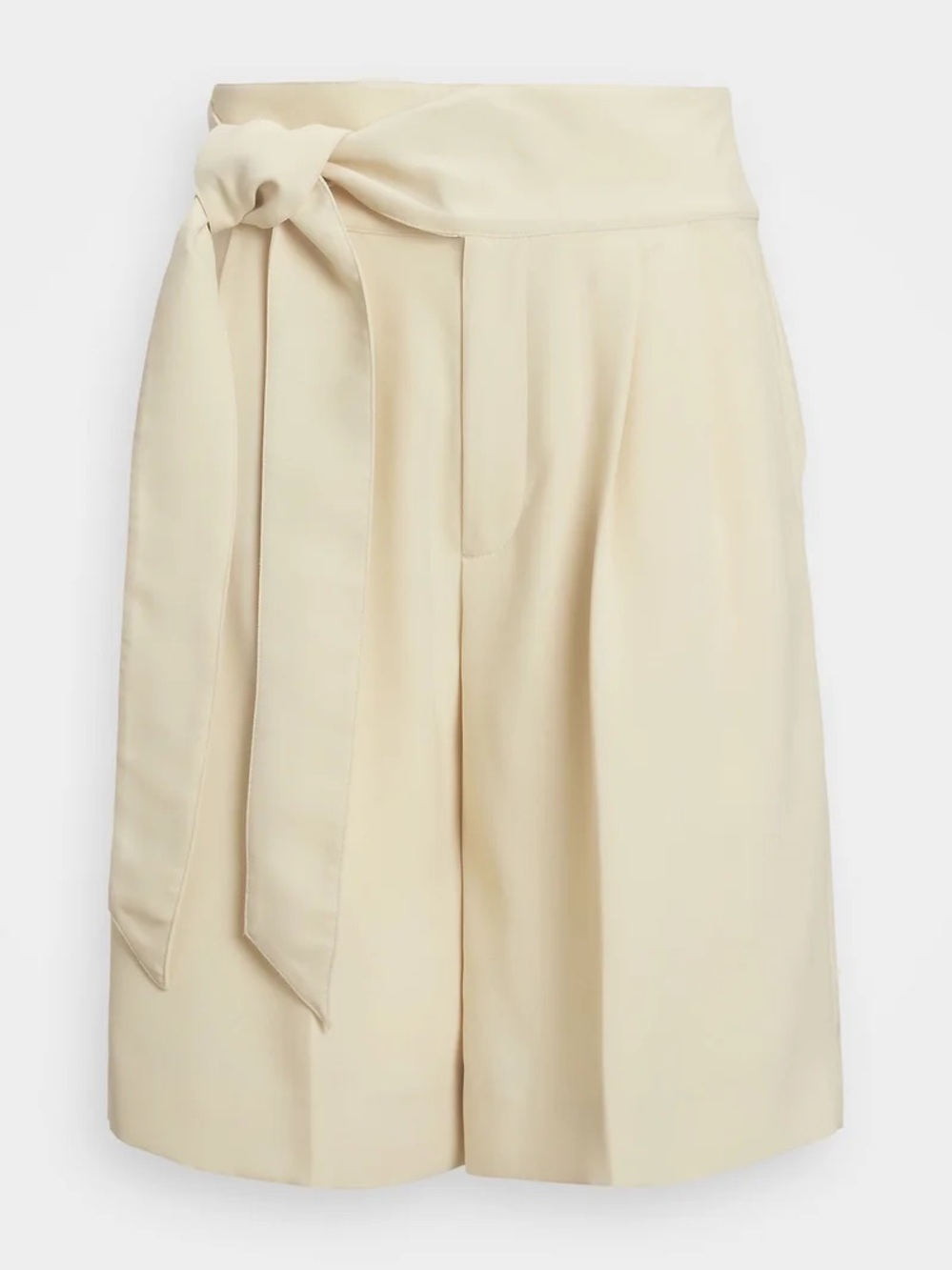 Lauren Ralph Lauren Cream High-Waist Tie Front Shorts